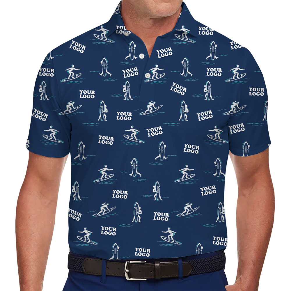 Bold Surfing Print Custom Polo Shirt With Logo - variant image 1