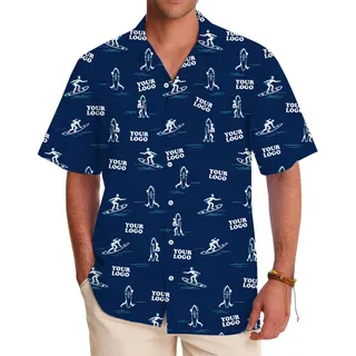Custom Logo Hawaiian Shirt With Surfing Design Pattern