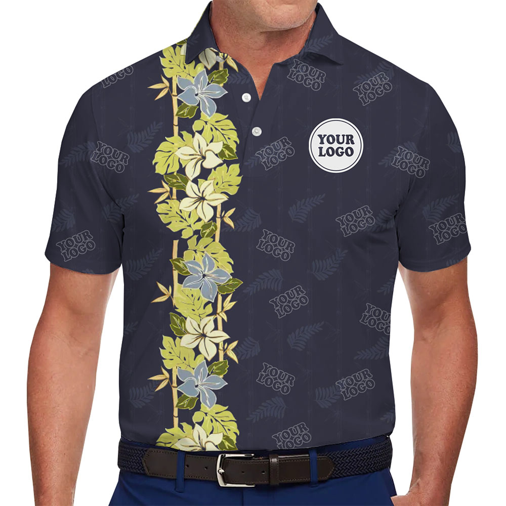 Floral Blossom Custom Polo Shirt With Logo And Preview - variant image 1