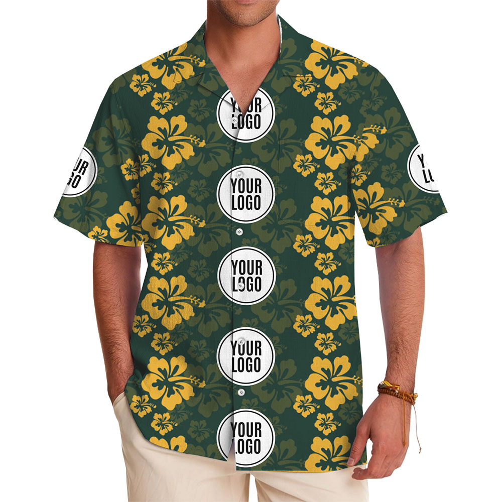 Custom All Over Print Hawaiian Shirt with Logo and Tropical Hibiscus Design - variant image 1