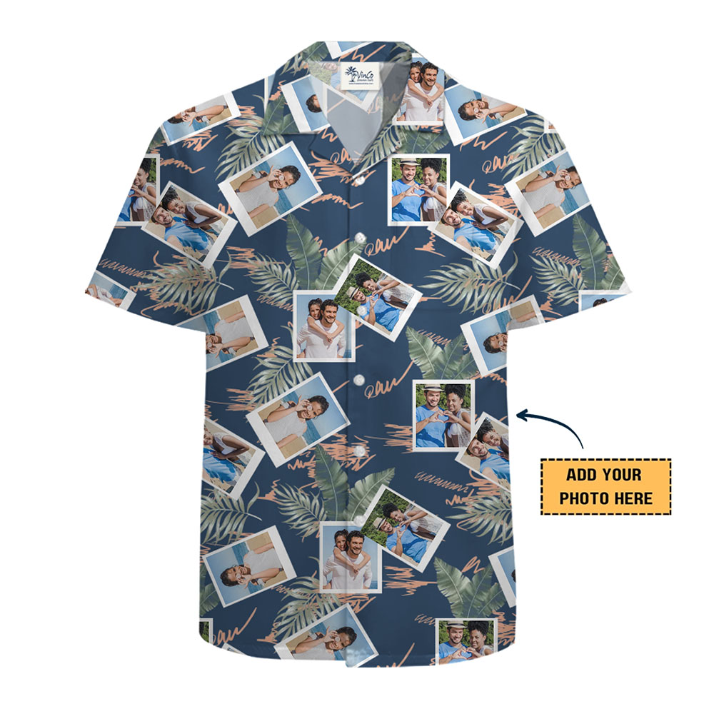 Custom Photo Collage Hawaiian Shirt with Tropical Design