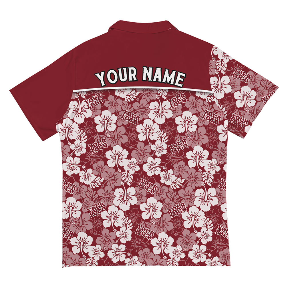 Personalized Floral Pattern Hawaiian Shirt with Logo Placement Options