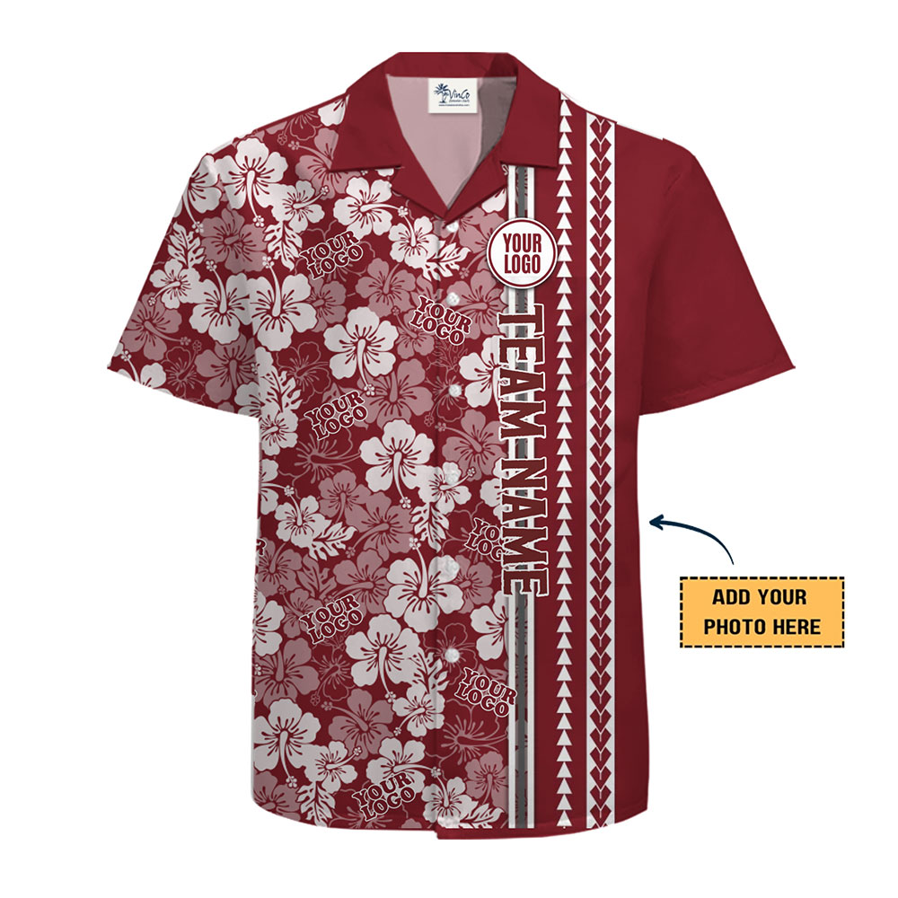 Personalized Floral Pattern Hawaiian Shirt with Logo Placement Options