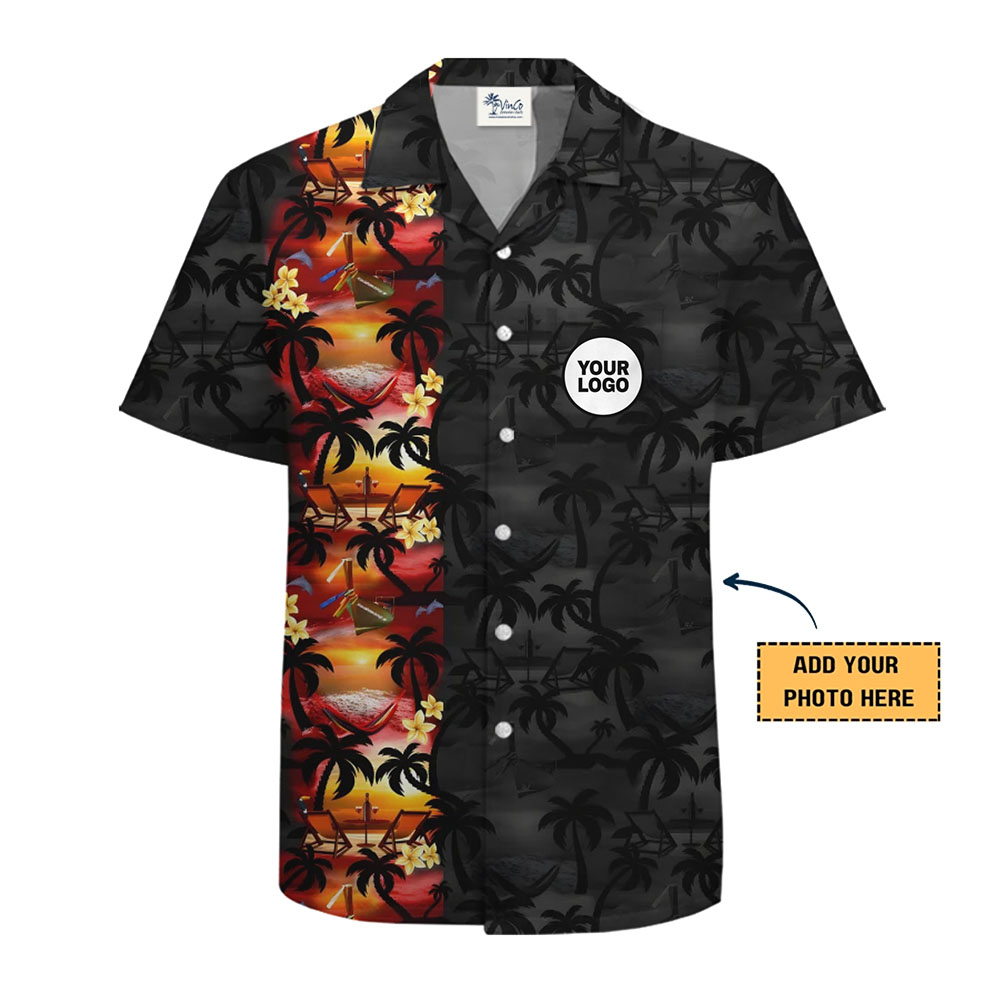 Custom Sunset Vibe Hawaiian Shirt with Your Logo