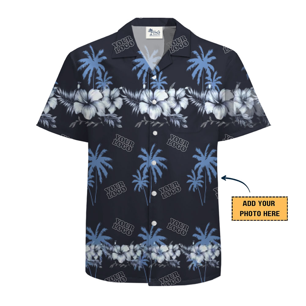 Palm And Floral Custom Aloha Shirt With Company Logo