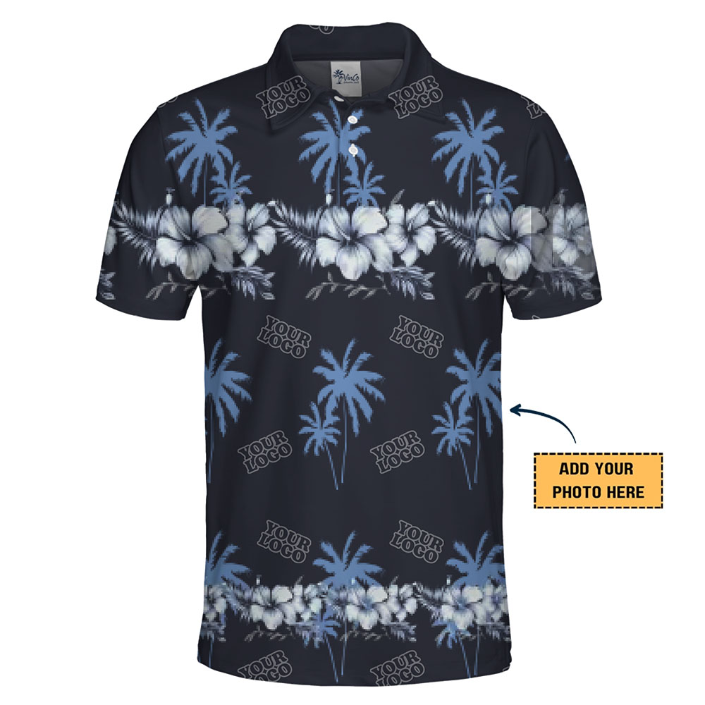 Custom Floral and Palm Design Polo Shirt With Logo