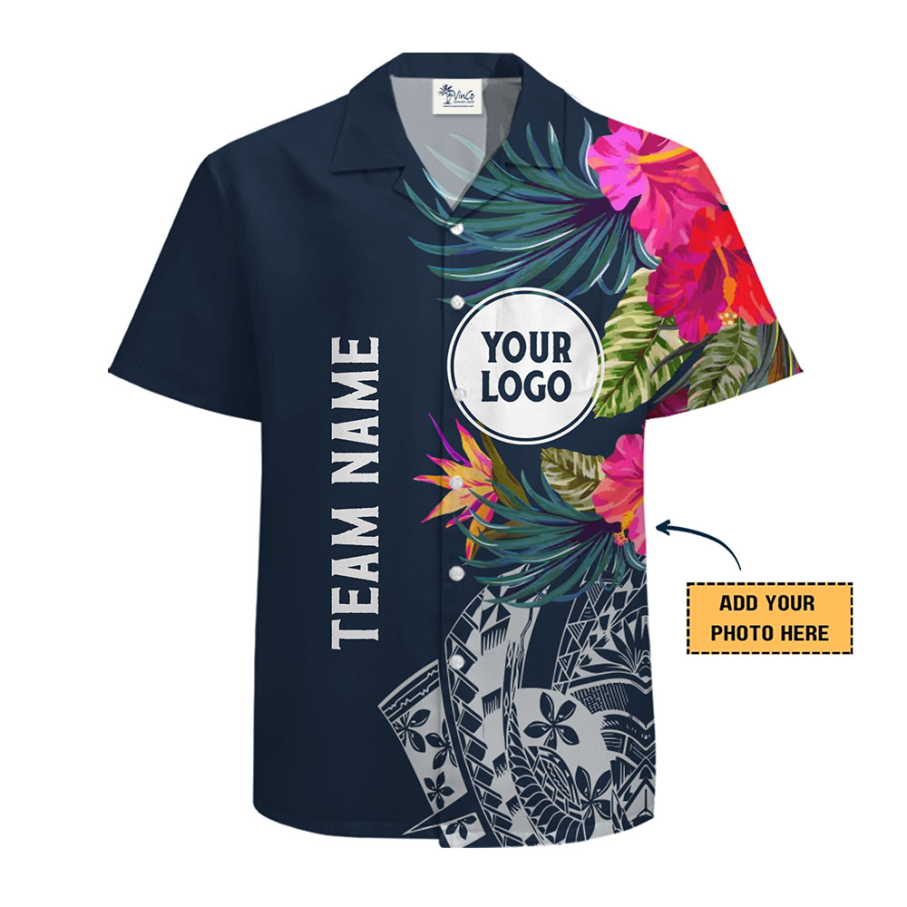 Personalized Floral Hawaiian Shirt With Team Logo and Name