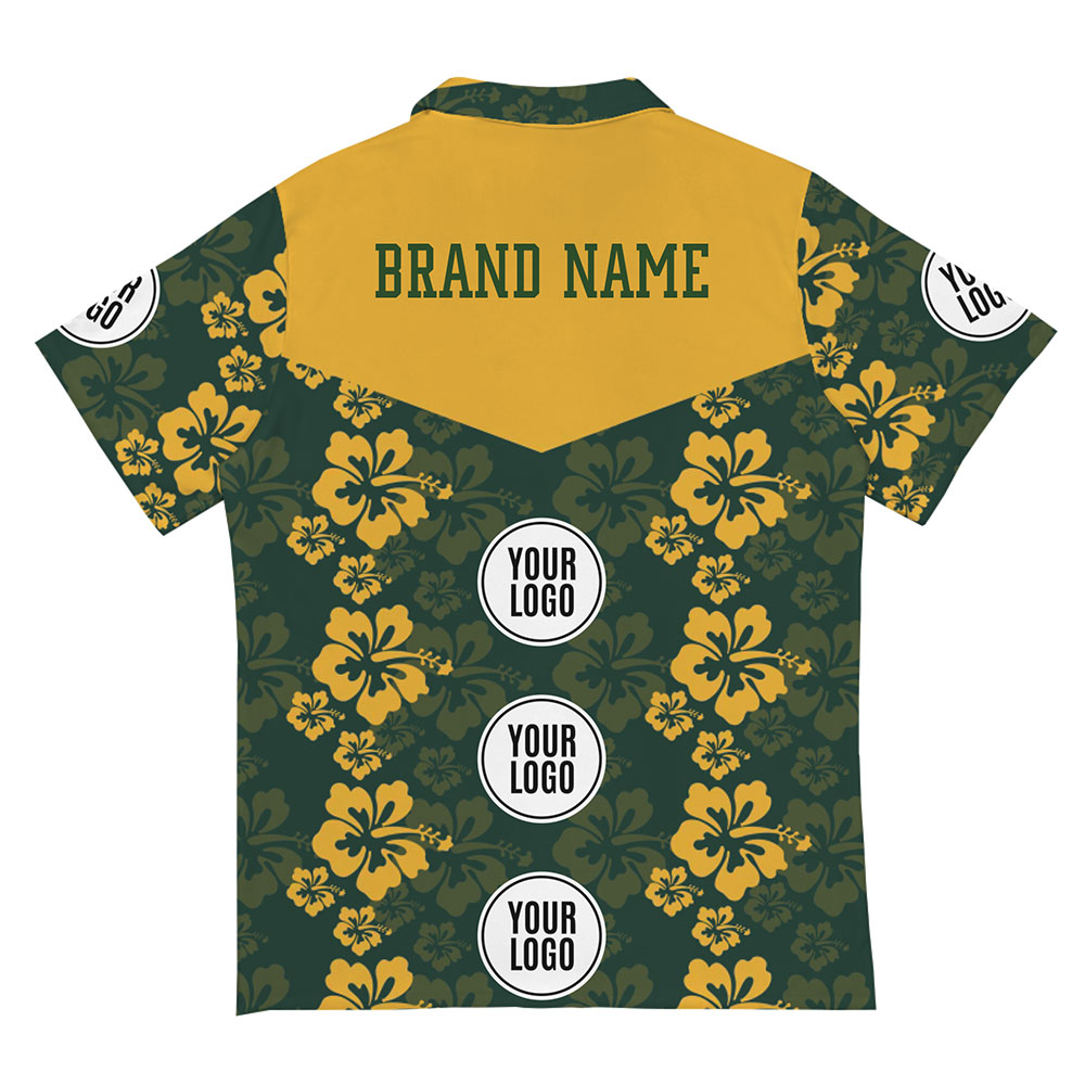 Custom All Over Print Hawaiian Shirt with Logo and Tropical Hibiscus Design