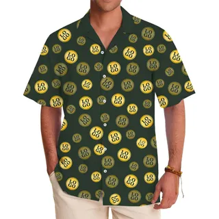 Simple Custom Green And Yellow Hawaiian Shirt With Logo