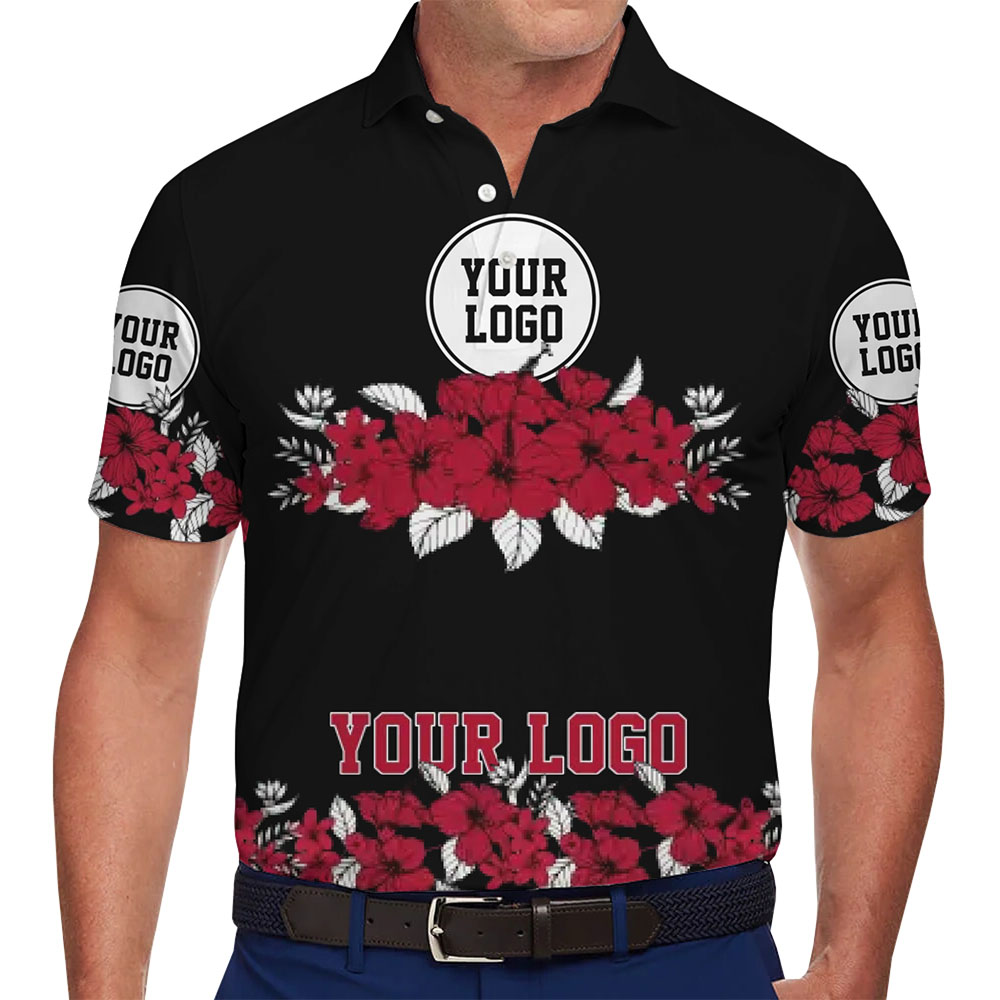 Customize Unique Hibiscus Pattern Polo Shirt With Logo - variant image 1