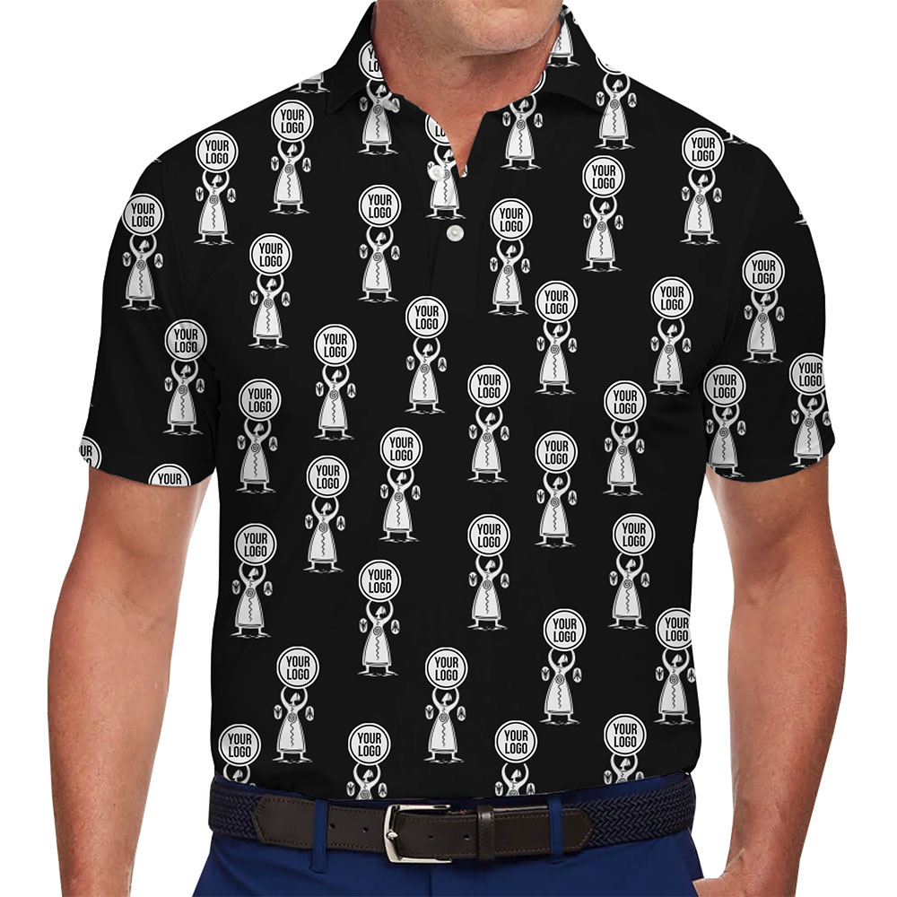 Personalized Polo Shirt with Modern Black and White Pattern - variant image 1