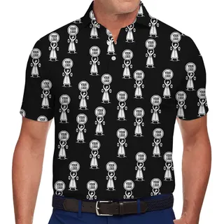 Personalized Polo Shirt with Modern Black and White Pattern