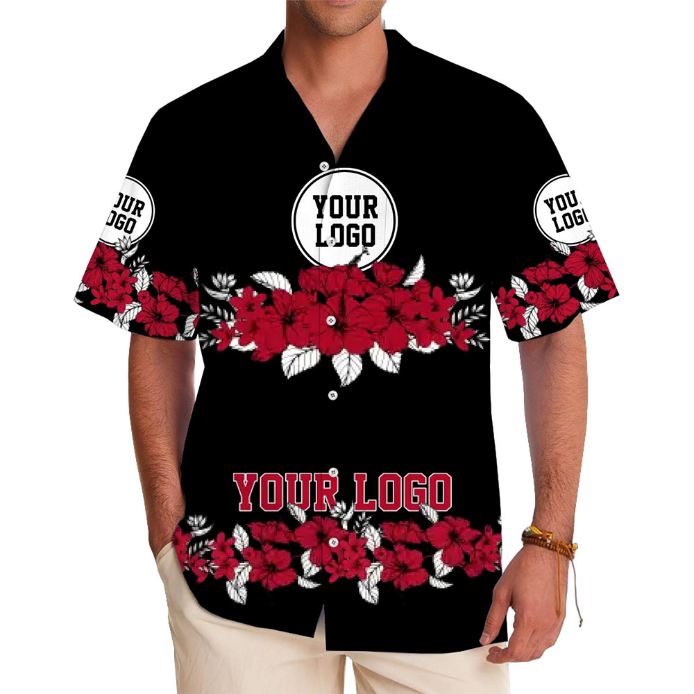 Elegant Floral Custom Shirt with Logo and Hibiscus Design - variant image 1