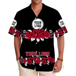 Elegant Floral Custom Shirt with Logo and Hibiscus Design