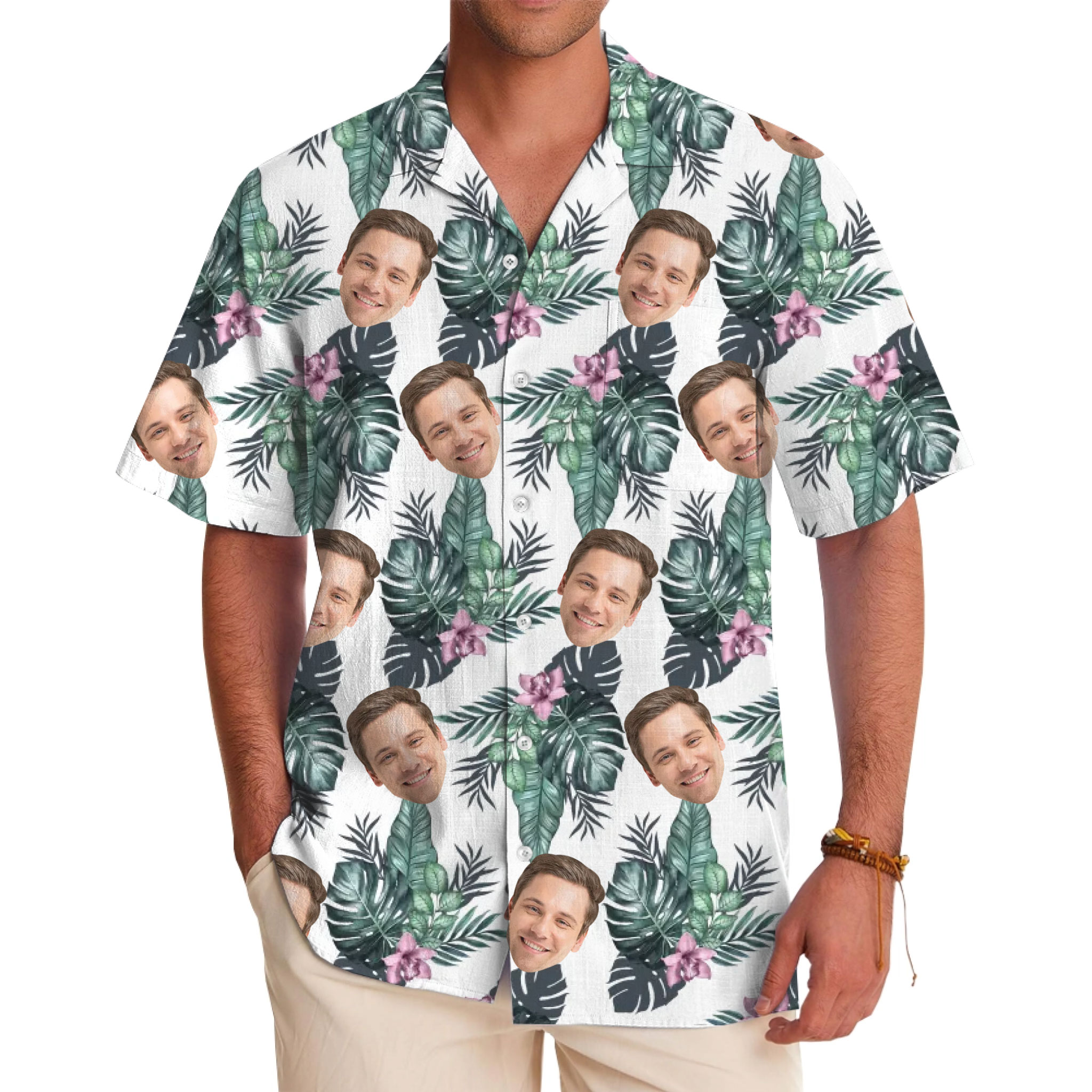 Botanical Theme Hawaiian Shirt with Custom Face - variant image 1