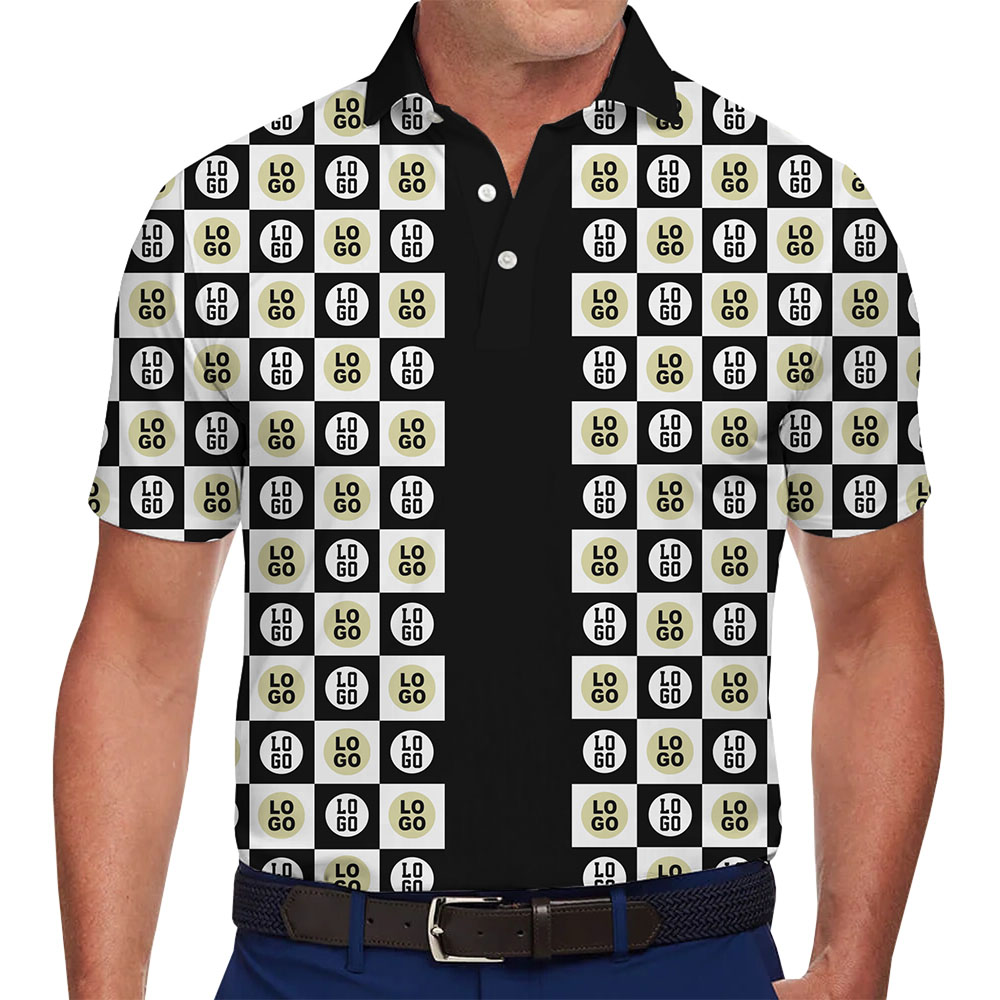 Customize Logo Checkered Polo Shirt Live Preview - variant image 1