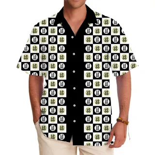 Bold Checkered Custom Shirt with Repeating Logo Pattern