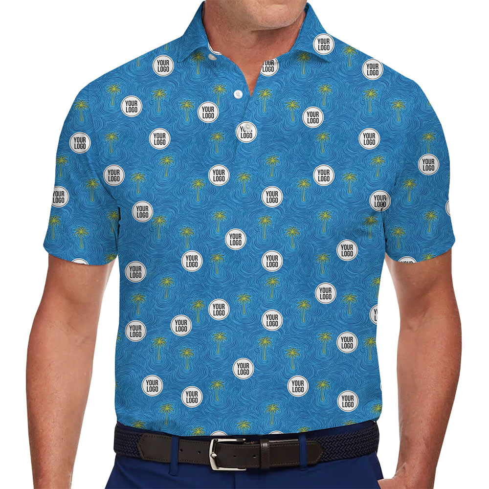 Personalized Palm Design Polo Golf Shirt With Logo - variant image 1