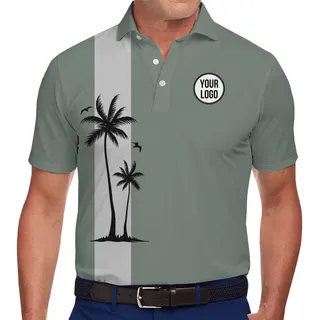 Personalized Logo Polo Shirt With Palm Tree Pattern