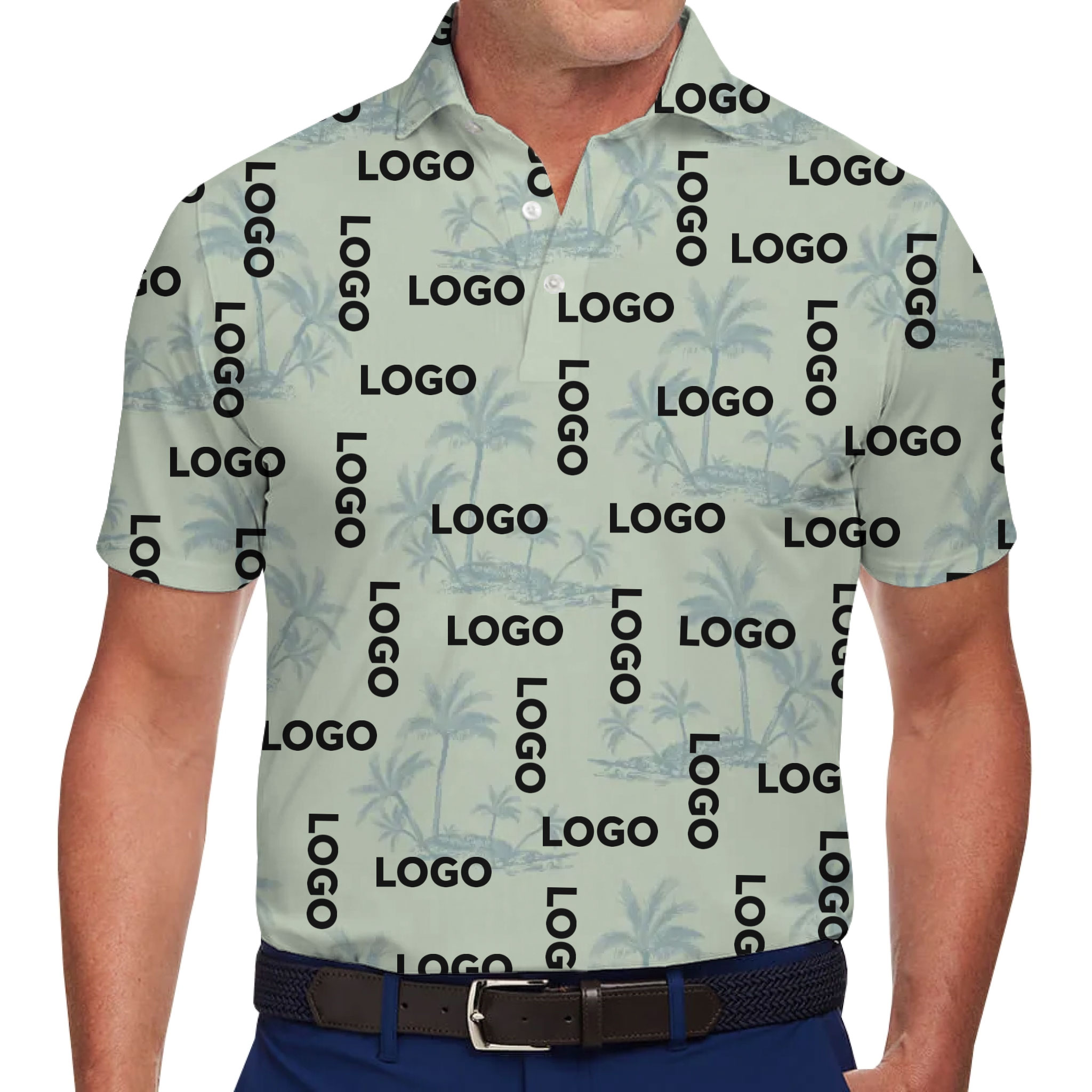 Palmscape Hawaiian Polo Shirt Custom Your Logo - variant image 1