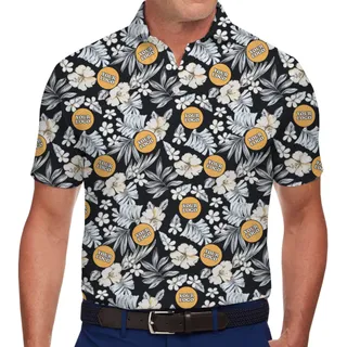 Custom Logo Midnight Bloom Hawaiian Polo Shirt