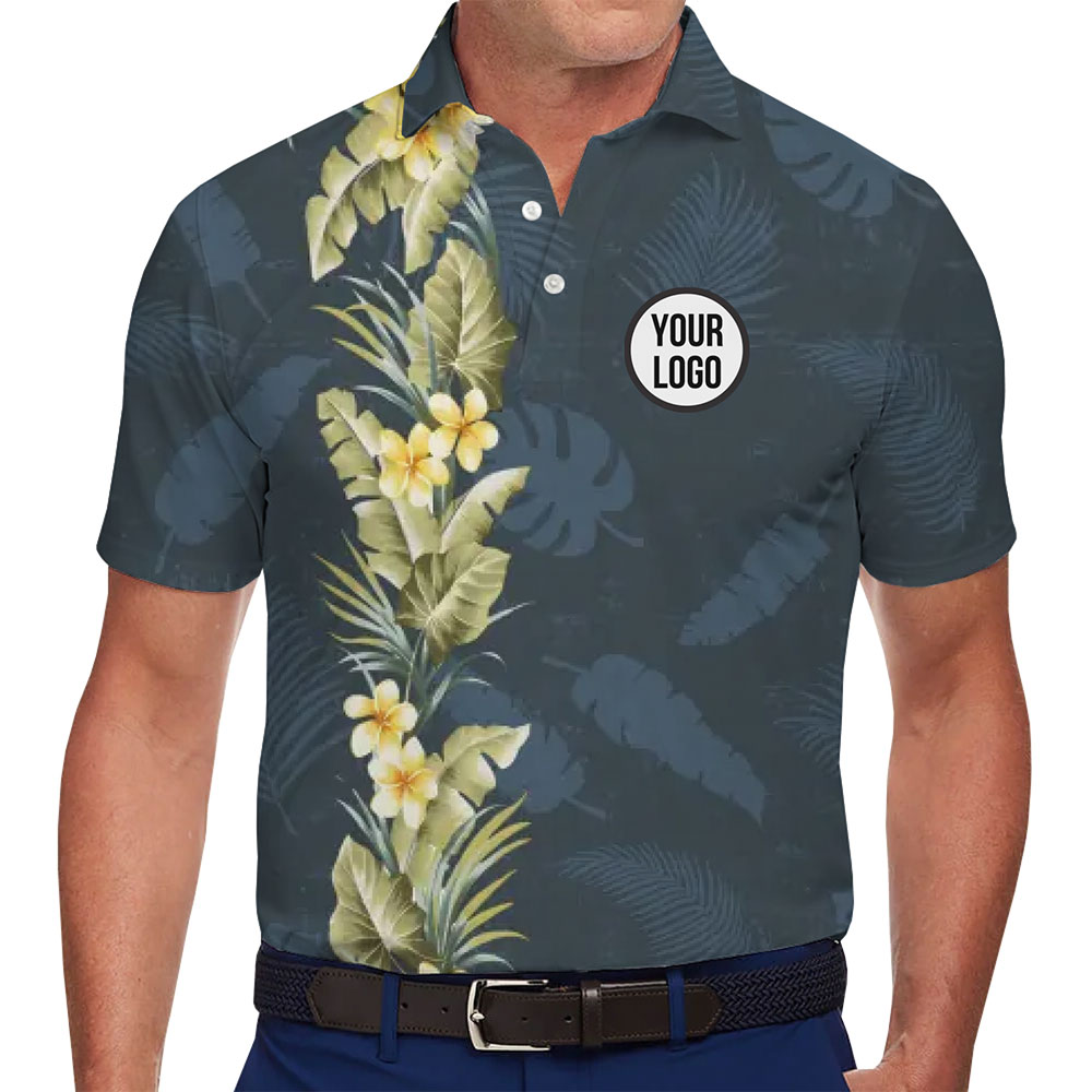 Tropical Bloom Side Hawaiian Polo Shirt Custom Your Logo - variant image 1