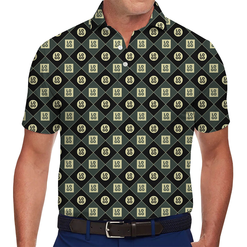 Modern Polo Shirt with Repetitive Diamond Logo Print - variant image 1