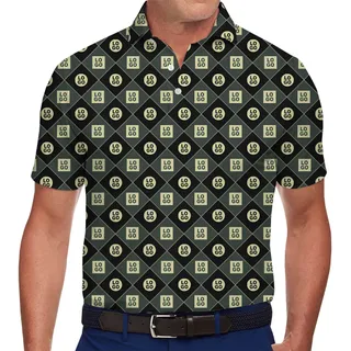 Modern Polo Shirt with Repetitive Diamond Logo Print