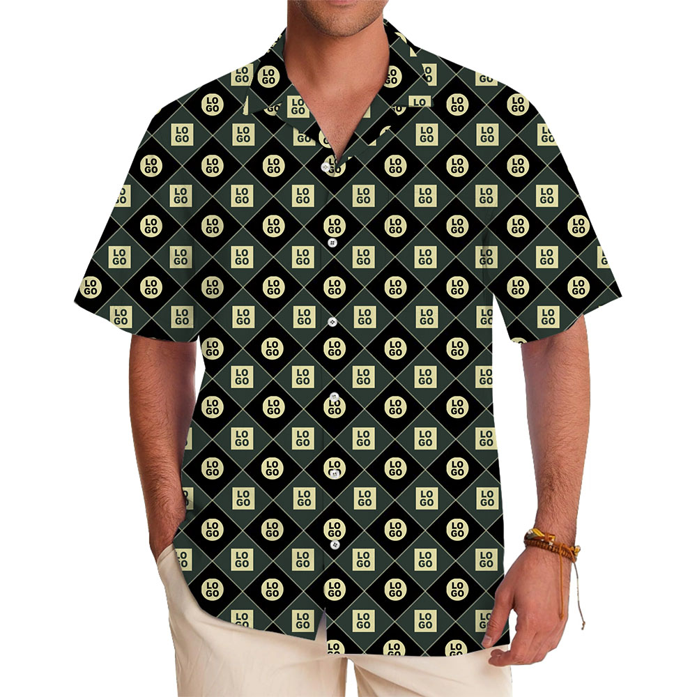 Geometric Pattern Hawaiian Shirt with Custom Logo Design - variant image 1