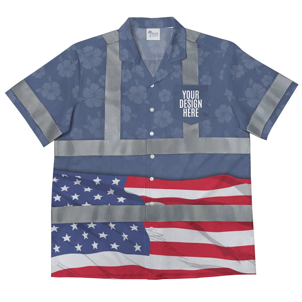 American Pride Reflective Hawaiian Shirt With Custom Logo - variant image 1