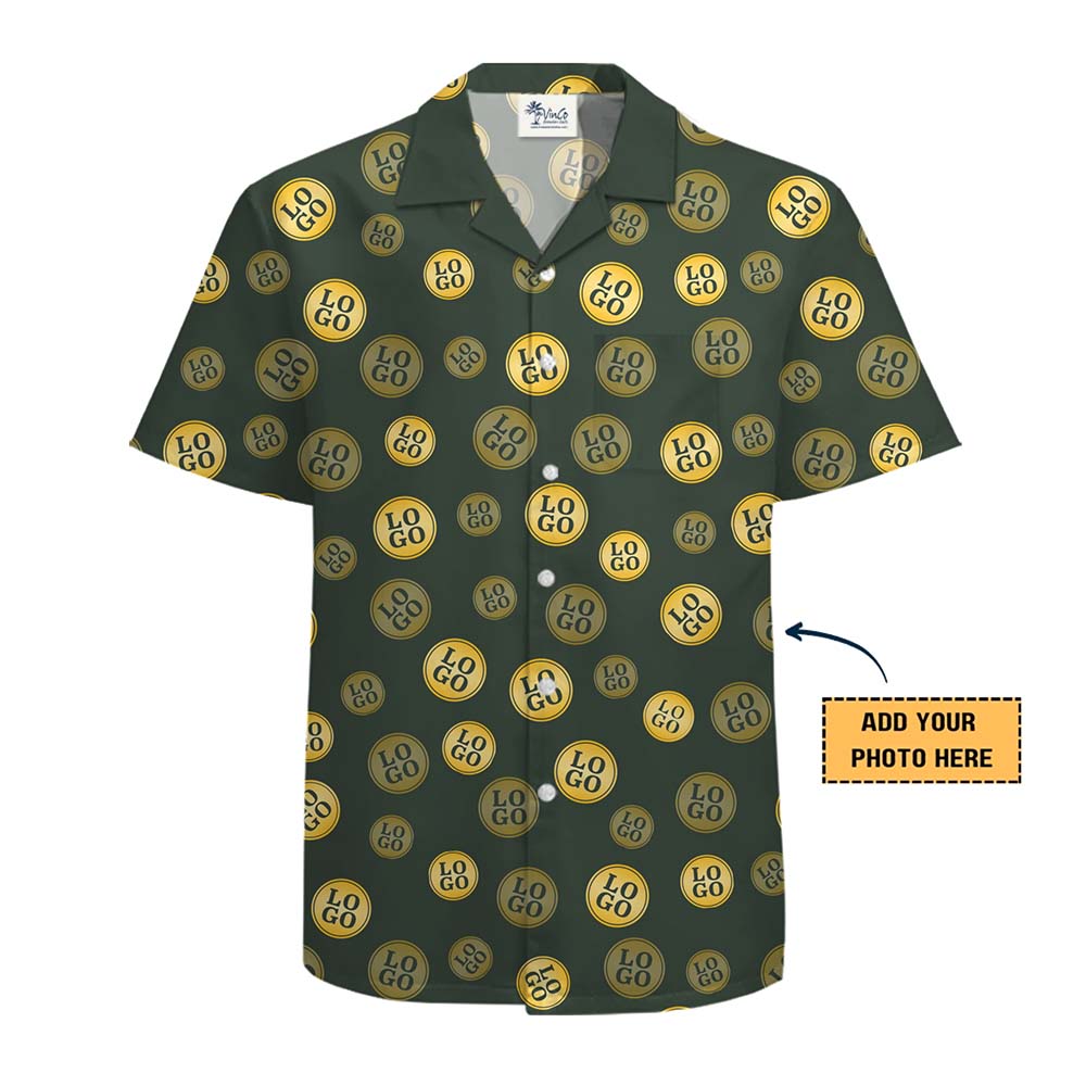 Simple Custom Green And Yellow Hawaiian Shirt With Logo
