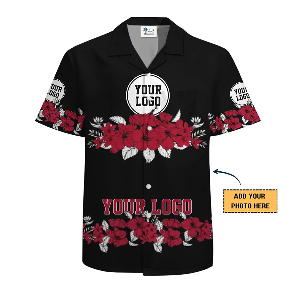 Elegant Floral Custom Shirt with Logo and Hibiscus Design