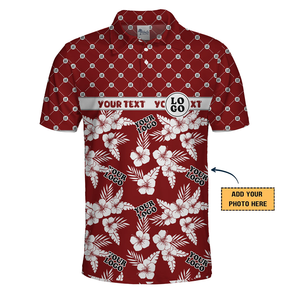 Logo Printed Hawaiian Style Polo Shirt for Business or Events