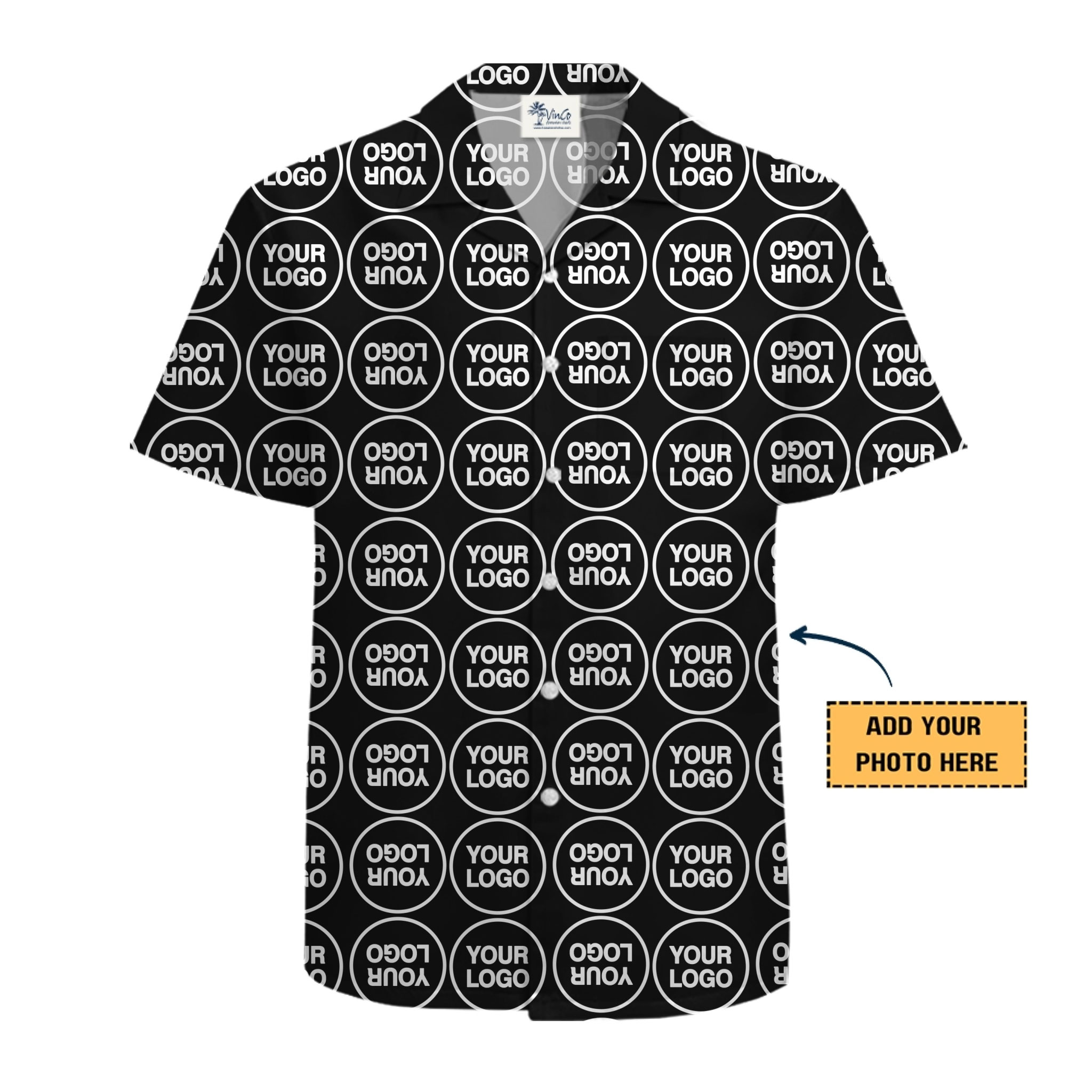 Custom Logo Symmetrical Button-Up Shirt with Preview