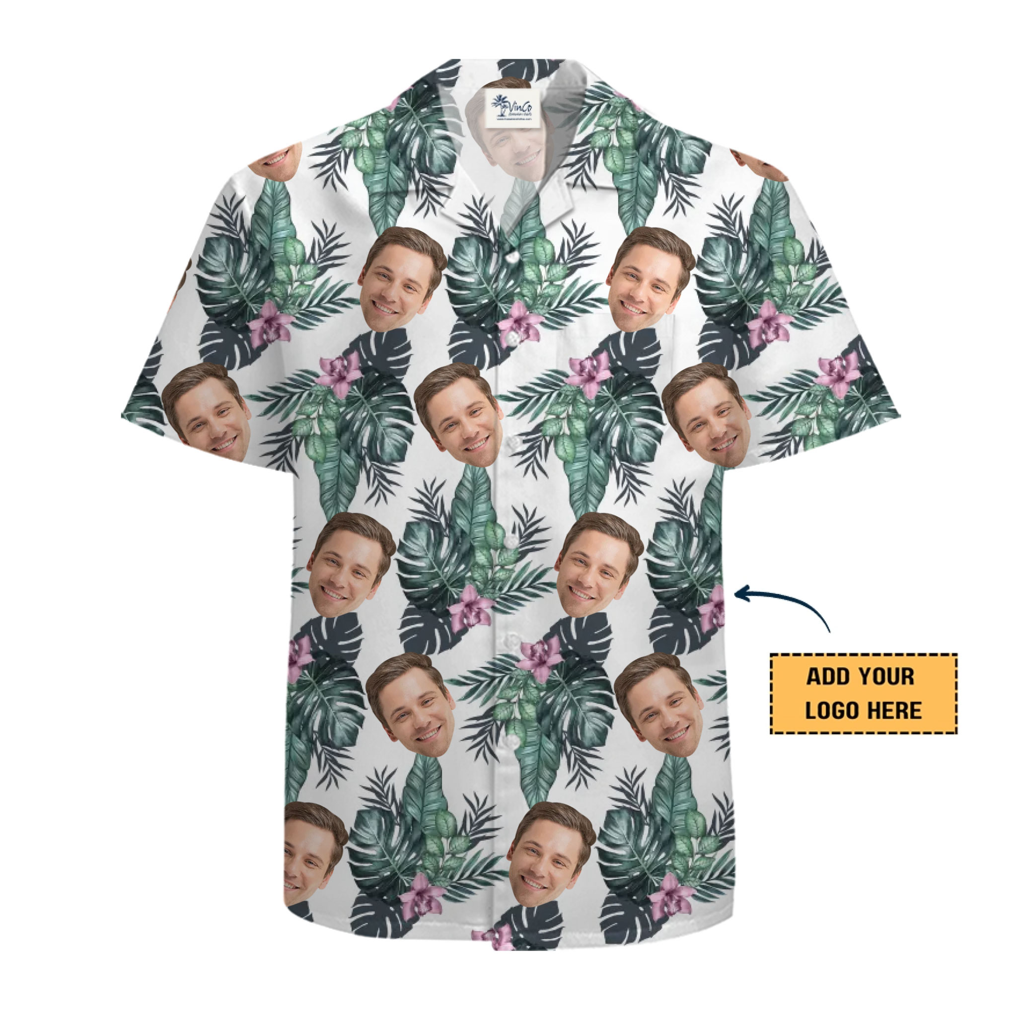 Botanical Theme Hawaiian Shirt with Custom Face