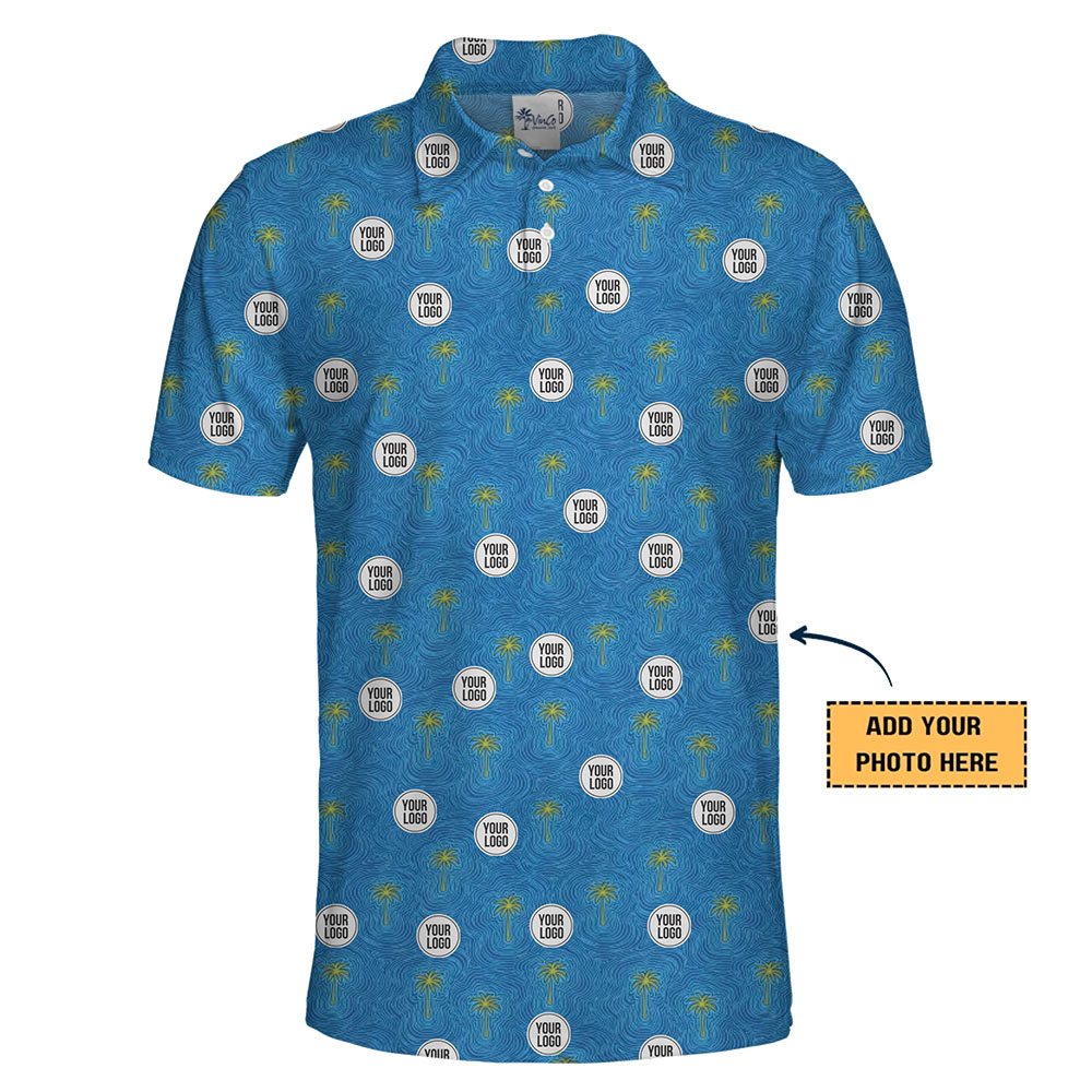 Personalized Palm Design Polo Golf Shirt With Logo