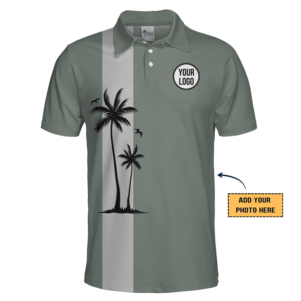Personalized Logo Polo Shirt With Palm Tree Pattern