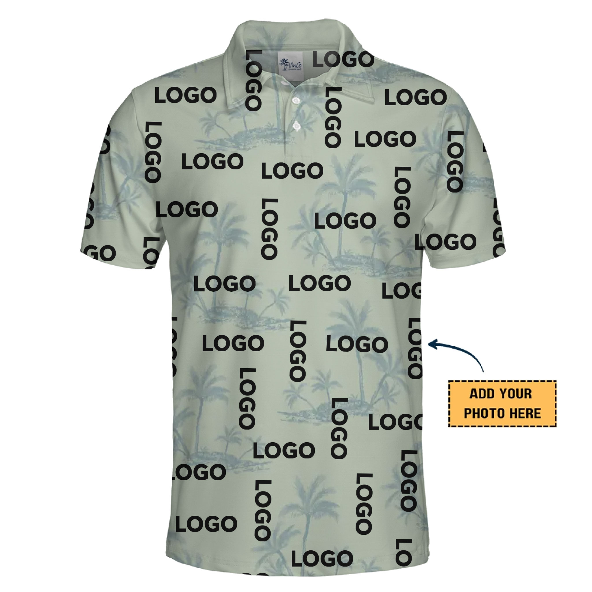 Palmscape Hawaiian Polo Shirt Custom Your Logo