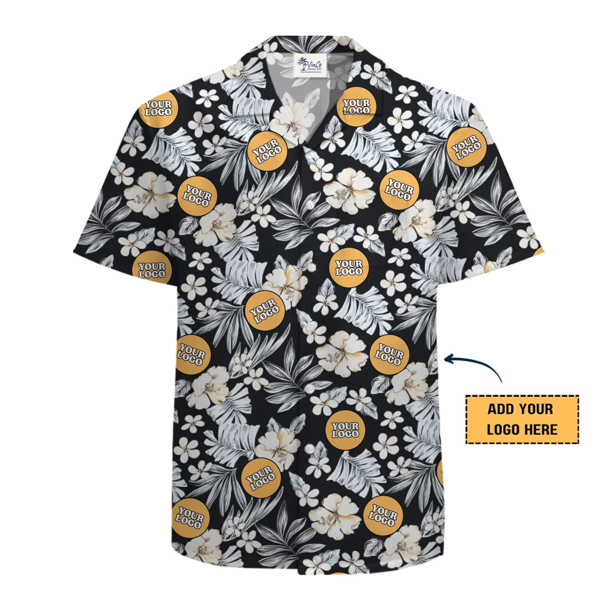 Midnight Bloom Hawaiian Shirt Custom Logo