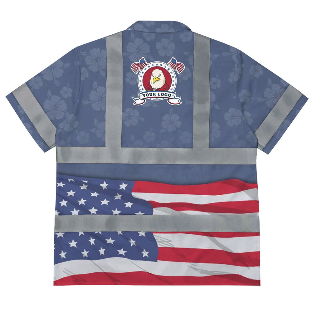 American Pride Reflective Hawaiian Shirt With Custom Logo