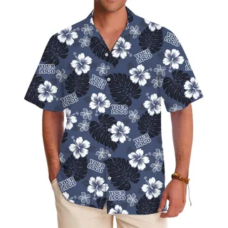 Custom Tropical Floral Pattern Hawaiian Shirt with Logo