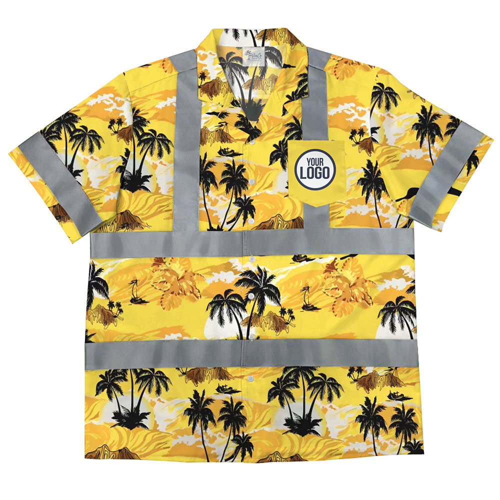 Sunset Palmtree Custom Logo Classic 3 Hi Vis Hawaiian Shirt - variant image 1