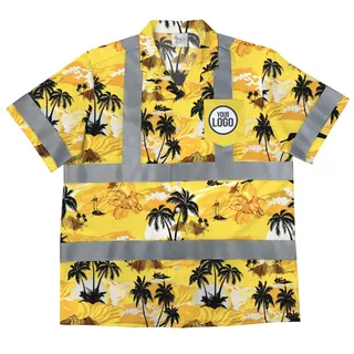 Sunset Palmtree Custom Logo Classic 3 Hi Vis Hawaiian Shirt