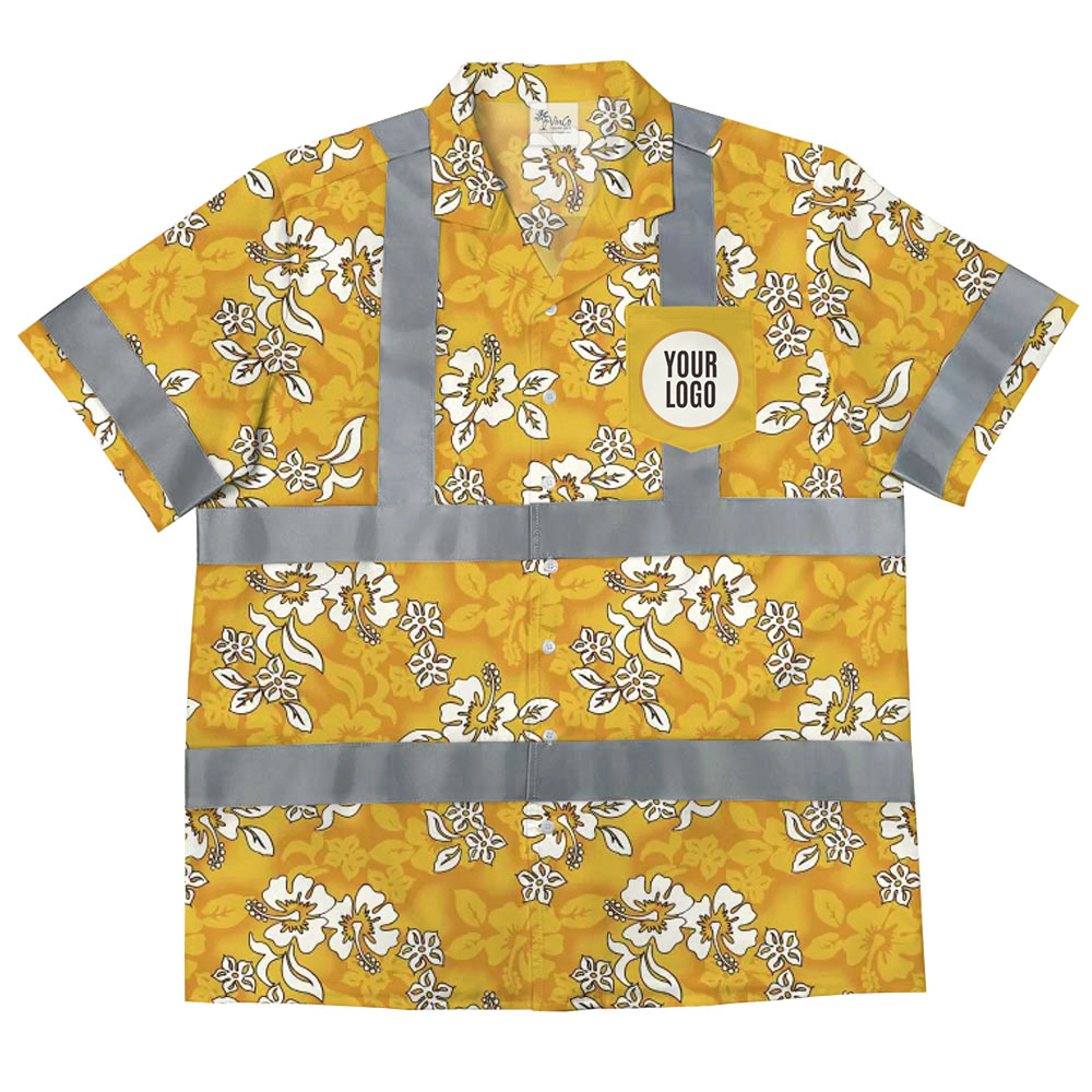 Yellow Hawaiian Shirt Friday With Custom Logo And Reflective Stripe - variant image 1