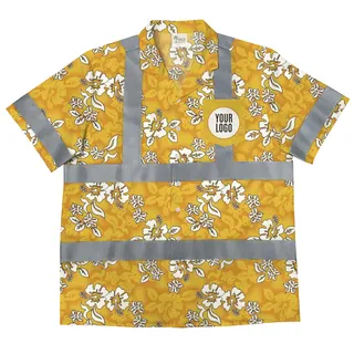 Yellow Hawaiian Shirt Friday With Custom Logo And Reflective Stripe