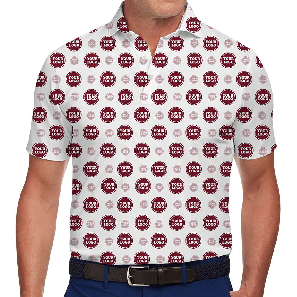 Personalized Polo Shirt with Repetitive Logo Pattern - variant image 1