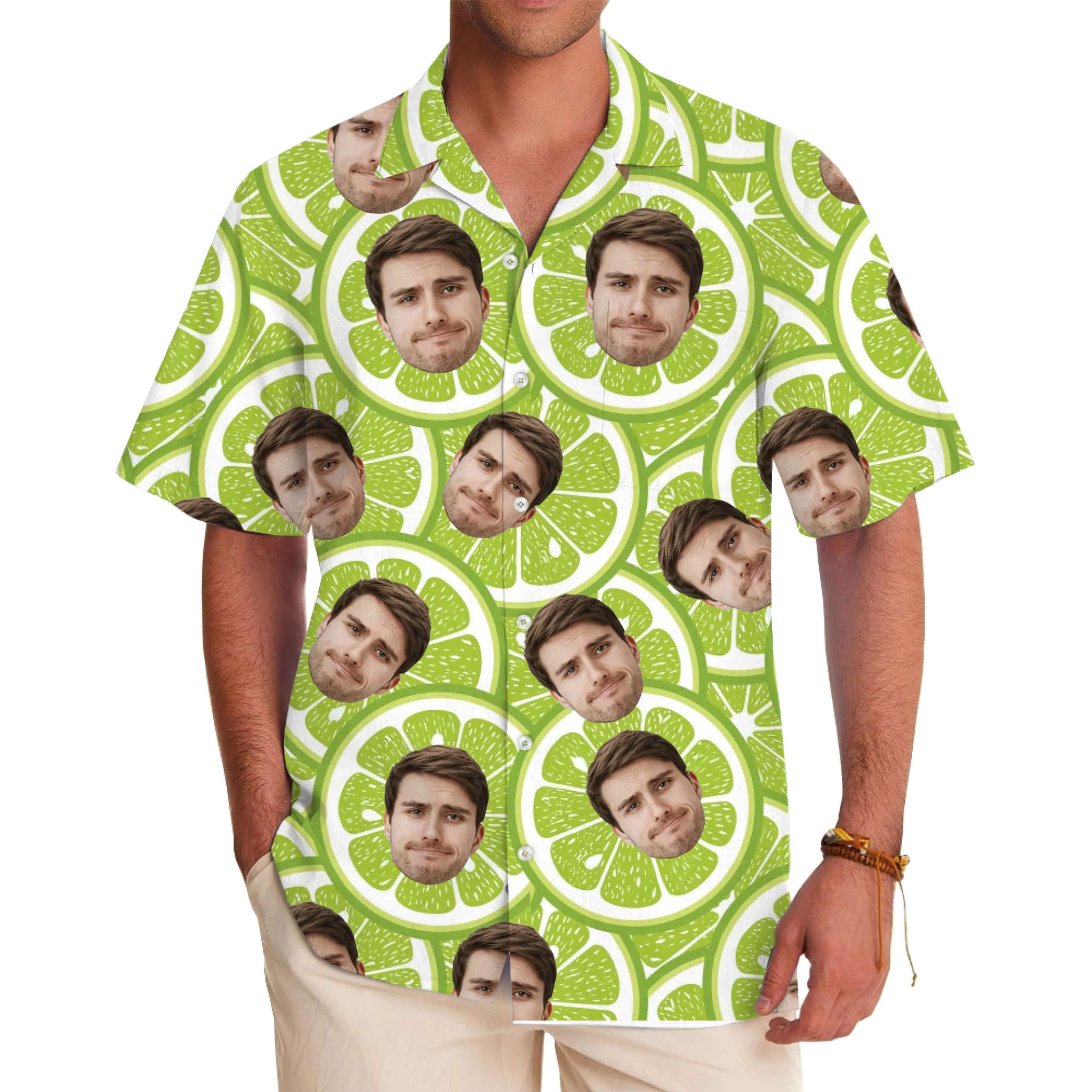 Custom Face On Lemon Hawaiian Shirt With Live Preview - variant image 1