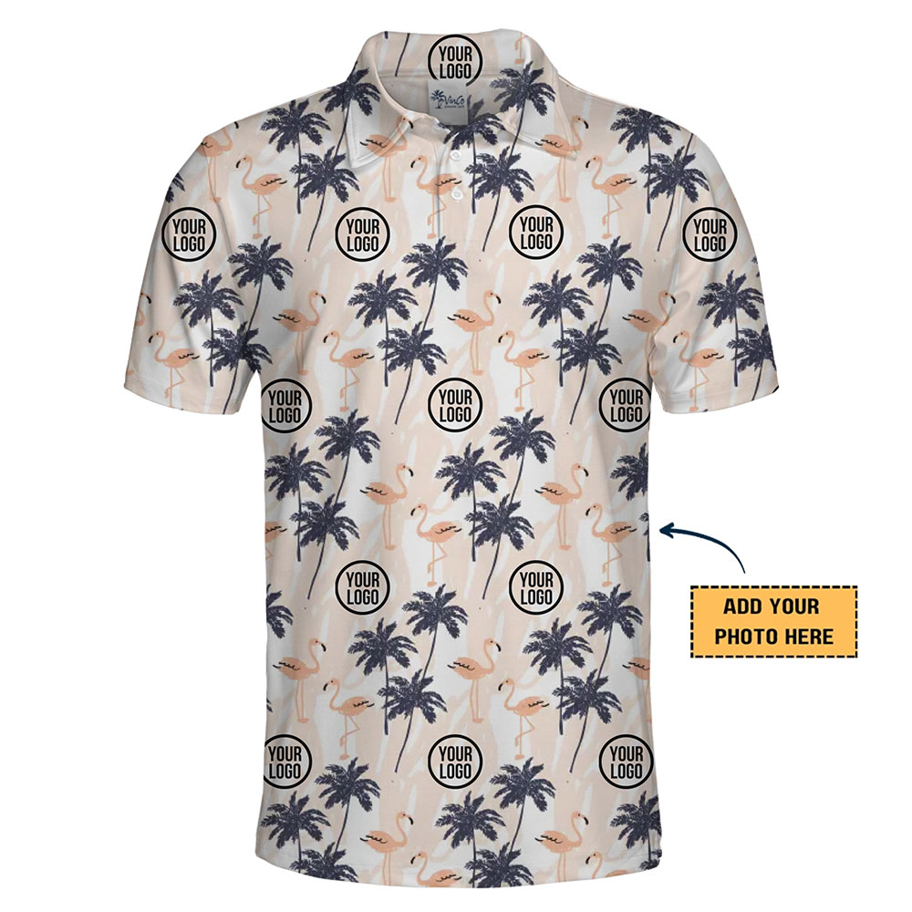 Palm Tree Flamingo Paradise Hawaiian Polo Shirt - variant image 1
