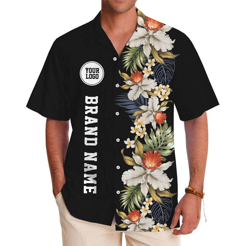 Floral Sideband Hawaiian Shirt With Logo And Brand Name - variant image 1
