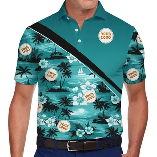 Custom Tropical Polo Shirt with Logo Placement